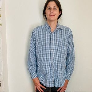 Southern Tide Blue and White Gingham Button Up Shirt